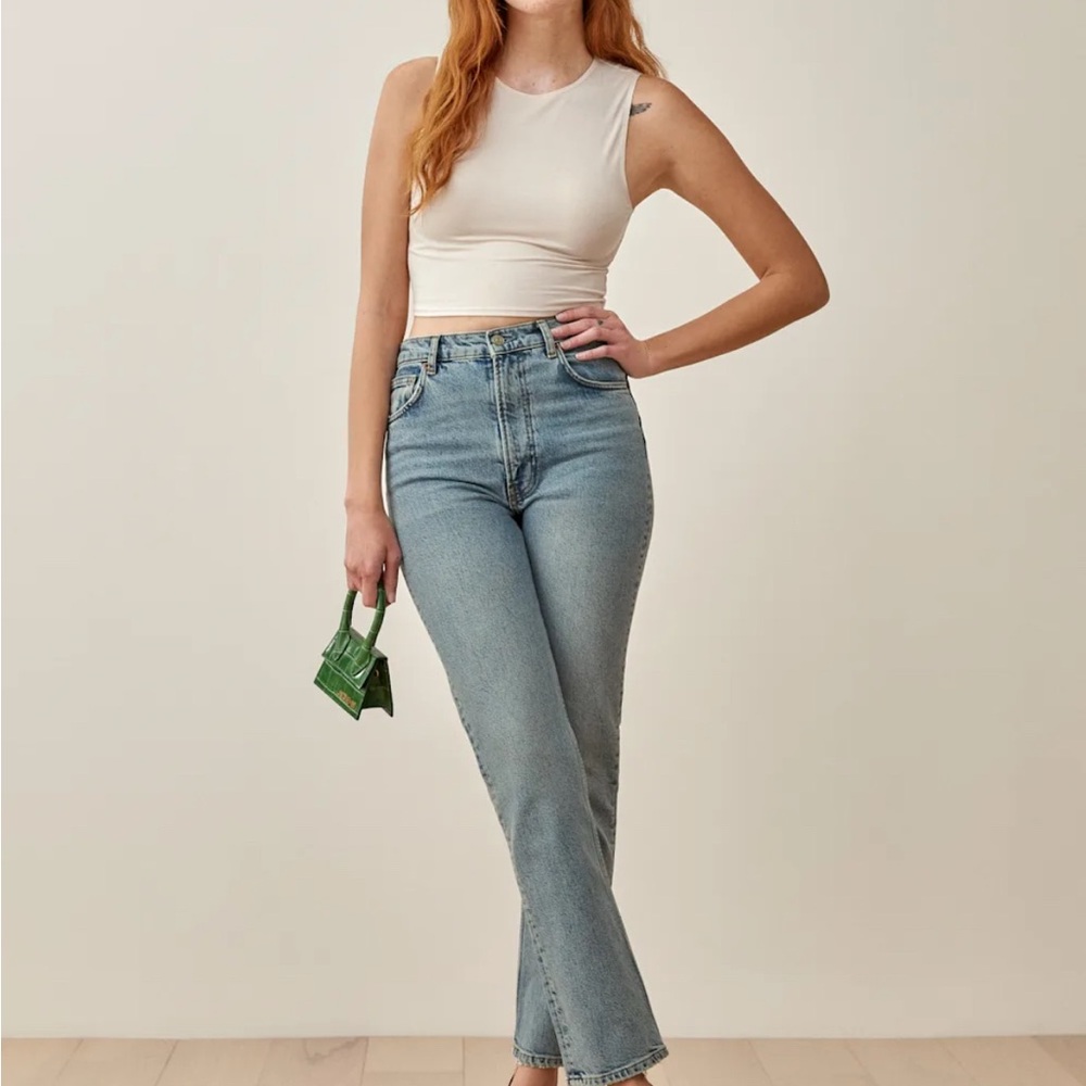 Reformation Liza High Rise Straight Leg Jeans in Lanai Wash